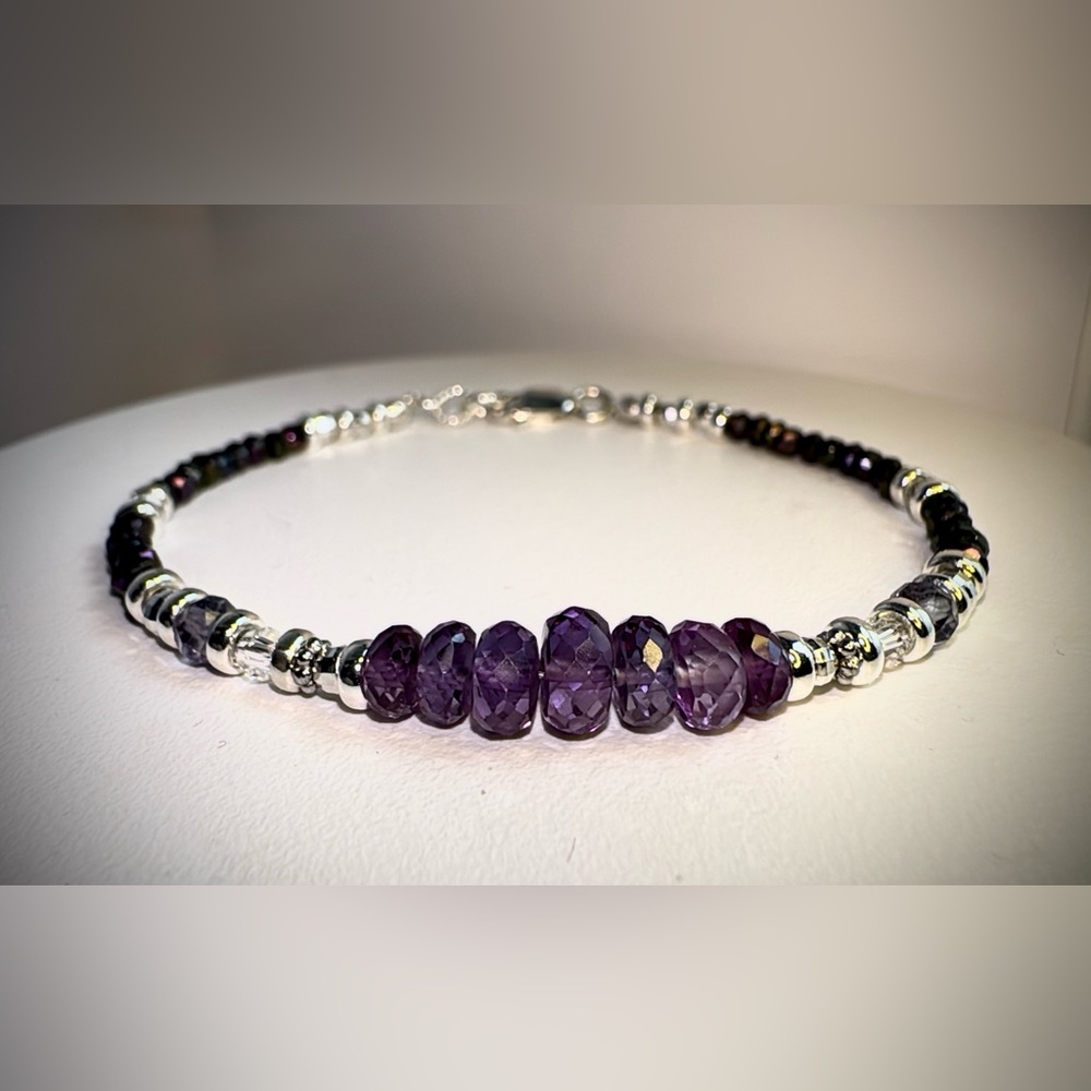 💜Custom💜Color Changing Alexandrite  •Sterling Silver Bracelet - Picture 10 of 10